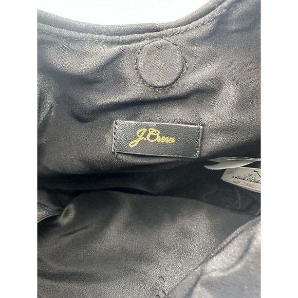 J.Crew‎ Crystal Embellished Handbag Black Satin Looped Handle Oblong NWT
